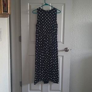 Vintage Black and White Polka-dot Midi-Dress